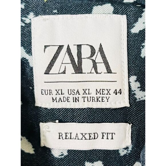 Zara Mens Relaxed Fit Lightning Bolt Button Down Short Sleeved Comic XL Rayon - Picture 5 of 7